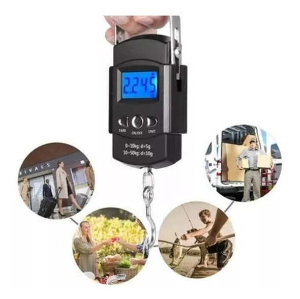 Balanza Digital Portátil De Mano Hasta 50 Kg. Valija Pesca 0