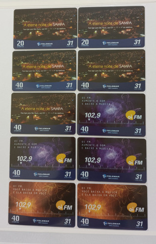 10 Cartões Telefônicos Da Telemar - Tarjinhas. Lote 8. 0