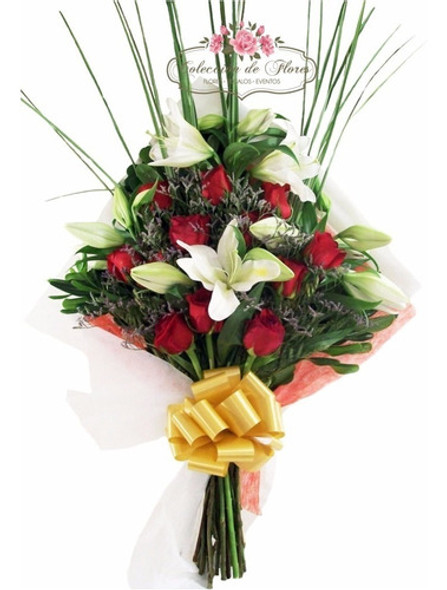 Ramo De Flores Naturales Rosas Y Lirios Envíos A Domicilio 0