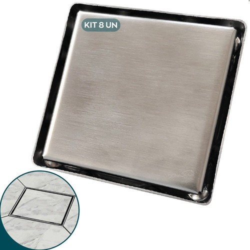 Ralo 15x15 Invisível Oculto Inox Tampa Quadrado Sifonado 0