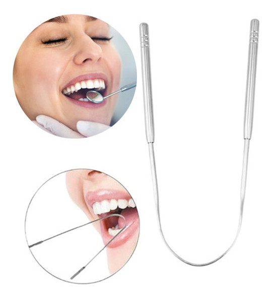 Raspador Limpador De Língua Metal Para Higiene Bucal 1