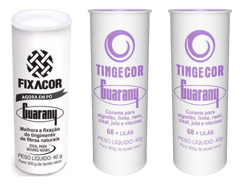Kit Fixacor + 2 Corante De Roupas Lilás Guarany 0