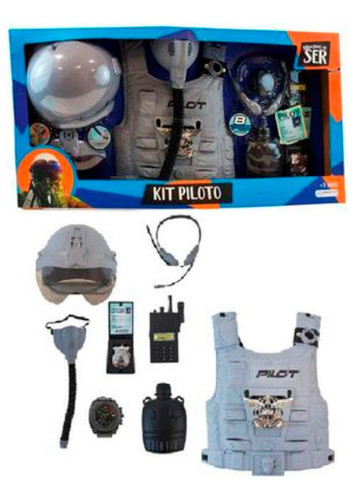 Set De Piloto Aviador 8 Piezas En Caja 67x36cm - Ik0274 0