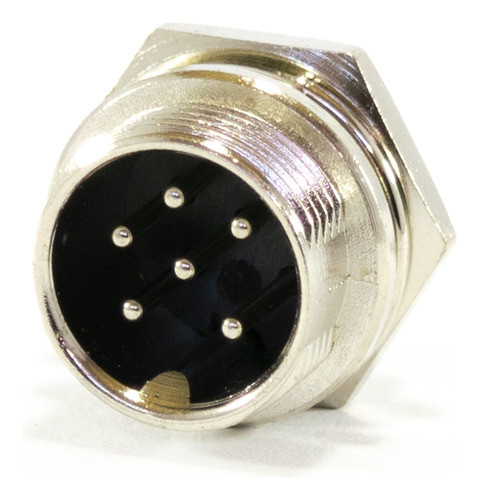 Ficha Conector Macho Chasis Microfono 6 Pines Rosca Din 0
