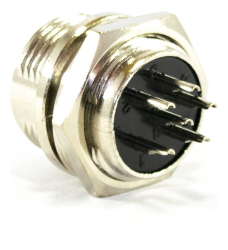 Ficha Conector Macho Chasis Microfono 6 Pines Rosca Din 1
