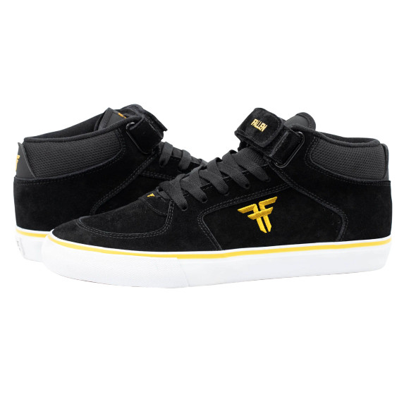 Tremont Mid Black/Yellow Vulc Skate Shoes – Hybrid Design w/ Impact Foam Insole & Removable Strap