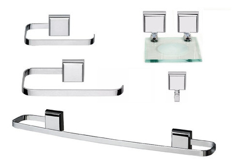 3 Kit De Acessórios Para Banheiro Linha Luxo Quadrado 0