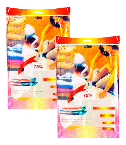 Kit 2x Saco A Vácuo 68x98cm Edredom Cobertor Guardar Embalar 0