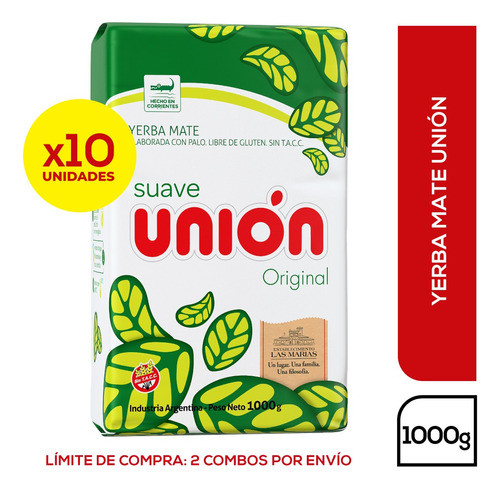 Yerba Mate Unión Con Palo 1 Kg X 10 Unidades 0