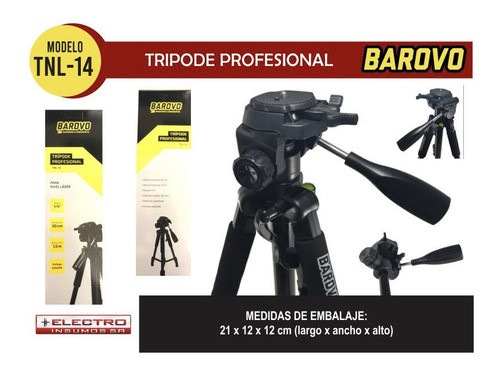 Tripode Profesional Rosca 1/4´ Barovo 1,5 Mts Aluminio 1