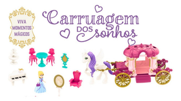 Carruagem Dos Sonhos Princesa Faz De Conta Brinquedo 14 Peça 1