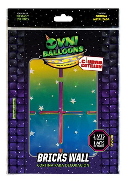 Cortina Cuadrada Multicolor Estrellas 2mts- Ciudad Cotillón 0