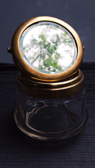 Alajero Antiguo De Broncey Vidrio Con Espejo En Tapa,un Lujo 1