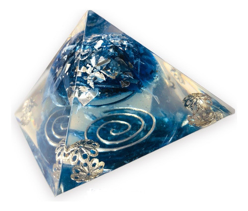 Orgonite Pirâmide Proteção Cianita Azul Arcanjo Miguel 4x7x7 0