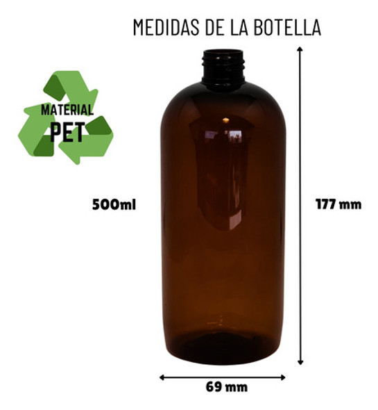 10 Envases Pet Lyon 500ml Ambar Spray Negro 1