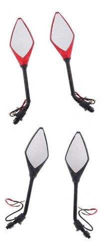 Espelho Retrovisor Lateral De Motocicleta De 4 Peças Com Luz 0