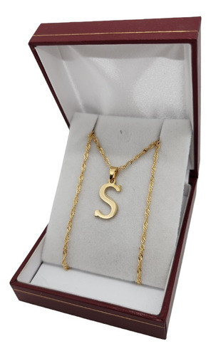 Cadena Collar + Dije Letra S Inicial Nombre Oro Enchapado 0