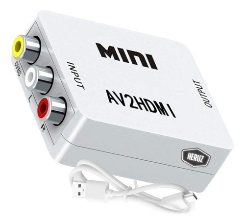 Kit Conversor Adaptqador Converte Av Rca P/ Tv Hdmi Completo 1