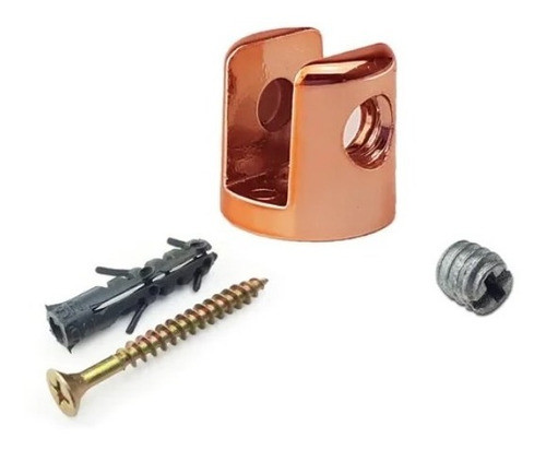 Suporte Fenda U 8mm Rose Prateleira/vidro 02 Pçs+bucha+paraf 0