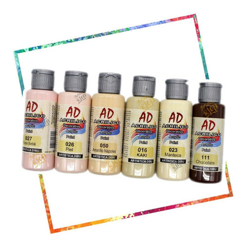Set Pintura Acrilica Tonos Pieles Carne Pelo Decorativo Arte 0