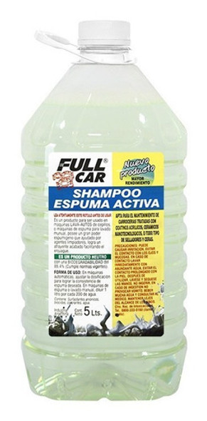 Shampoo Lava Autos Espuma Activa Full Car X 5 Litros 0