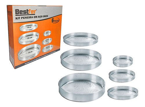 Kit 6 Peneiras Culinária Profissional Aço Inox Reforçada 1
