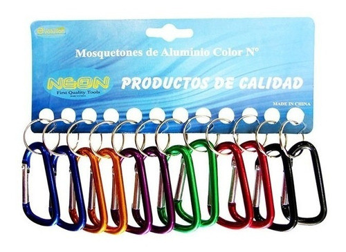 Mosquetones De Aluminio De Colores X12 De 8cm Neón Evol0198 0