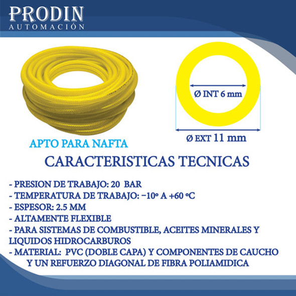 Manguera Para Hidrocarburos 1/4 6mm Pvc 50 Metros 1