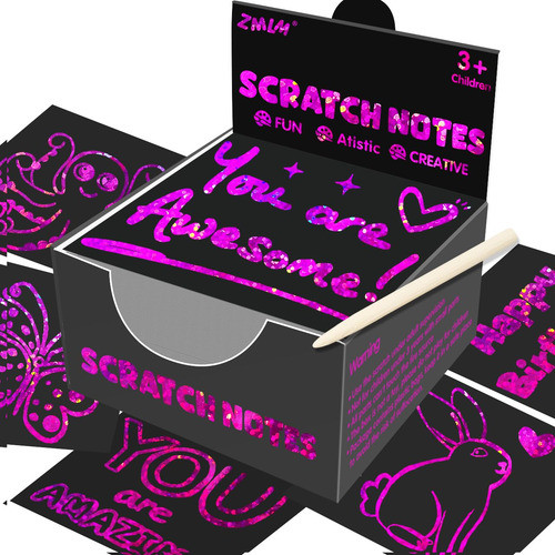 Papel Magico Para Raspar Rosa Brillos Scratch Notes 165u 0