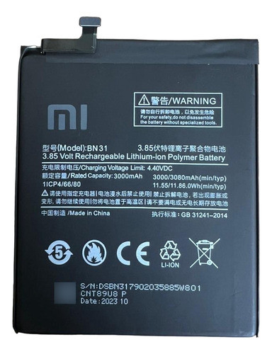 Flex Carga Bateria Bn31 Xiaomi Mi A1 Mi 5x Note 5a Nova +nf 1