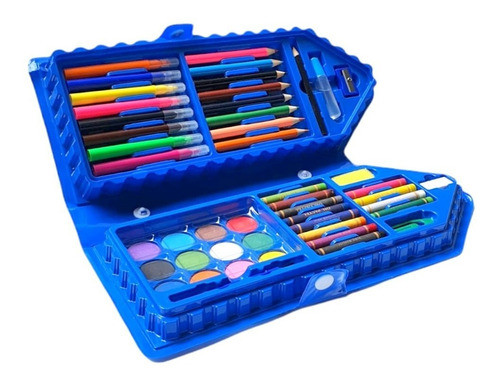 Valija Forma Lapiz Niños 60 Items Lapices Navidad Reyes Azul 1