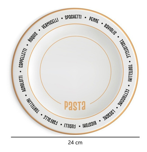 Plato Hondo Pasta Palabras Redondo De Porcelana Oxford 1