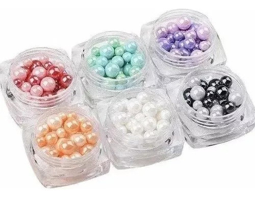 Deco En Perlas Colores Decoracion De Uñas X12 Potes 0