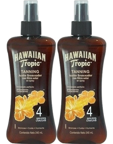 Bronzeador Hawaiian Tropic Fps4    (oléo) 240ml Kit C/2 0
