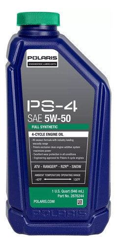 Aceite Polaris Ps-4 5w-50 Rzr Ranger Sportsman Scrambler Top 0