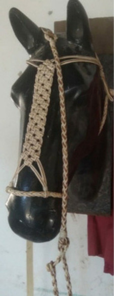 Bozal Y Cabresto Cuero Crudo Trenzado Con Argollas De Bronce 0