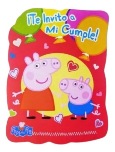 Invitación Cumpleaños Peppa Pig X 10 U. Cotillón Juanalalo 0