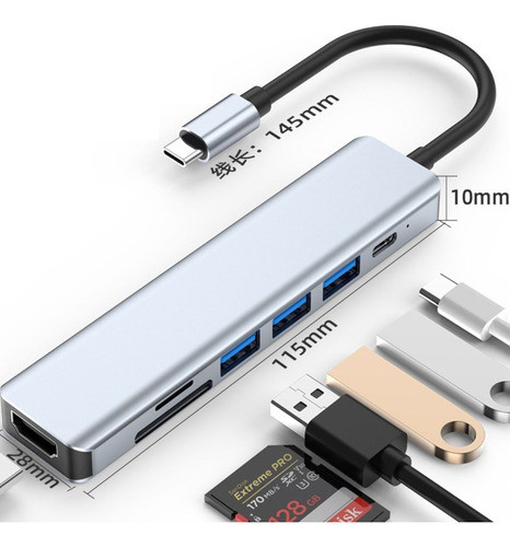 Hub De Aço Thunderbolt 3/4 Tipo C Usb 3.0 Hdmi Cartão Sd Tf 0