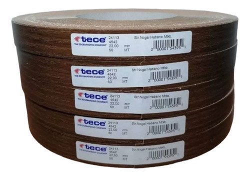 Tapacanto Melamina Nogal Habano De 22 Mm X 50 Mts Con Peg. 0