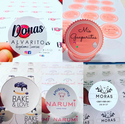 240 Sticker Pegotines 4cm Personalizados Circular O Cuadrado 1