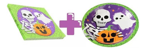 Abóbora Halloween  Descartáveis  20 Guardanapos+20 Pratos 0