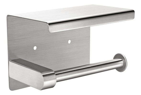 Porta Rollo De Papel Higienico Con Estante Niquel Cepillado 0