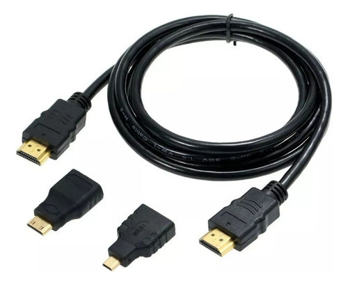 Kit Cabo Hdmi 3 Em 1 Hdmi Mini Hdmi Micro 1.5m Full 1080p 0