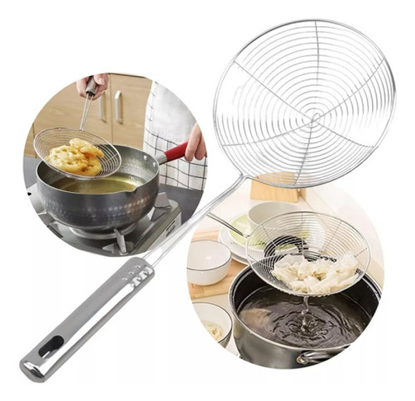 Espumadera 15 Cm Colador Araña Acero Inoxidable Mango 1