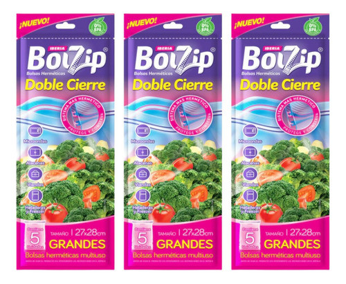Bolzip Bolsas Hermeticas Doble Cierre Grandes 5u - Pack X 3 0