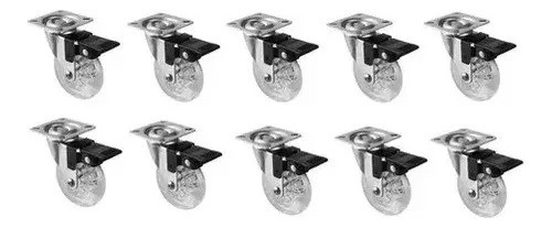 Kit 10 Rodas Rodinhas Giratórias Silicone C/ Trava Peso 160k 1