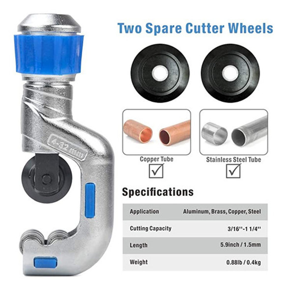 Icrimp Cortador De Tubos De Cobre, De 3/16 Pulgadas A 1-1/4. 1