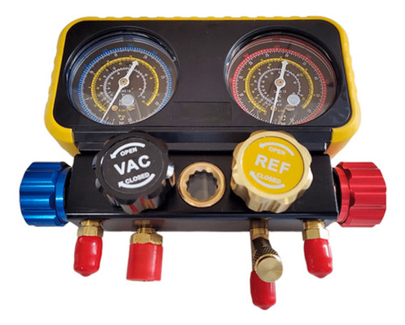Manifold 4 Vias R134a R22 R32 R410a Com Mangueira e maleta 1