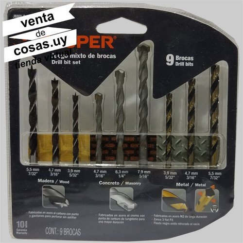 Mechas Truper Para Pared, Madera Y Metal (9 Unidades) Jbmx-9 1