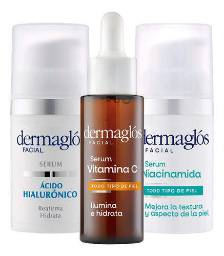 Dermaglós Kit Sérum Ácido Hialurónico Vitamina C Niacinamida 0